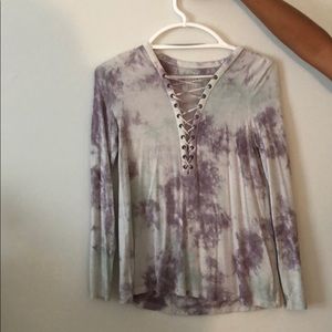 long sleeve lace up top